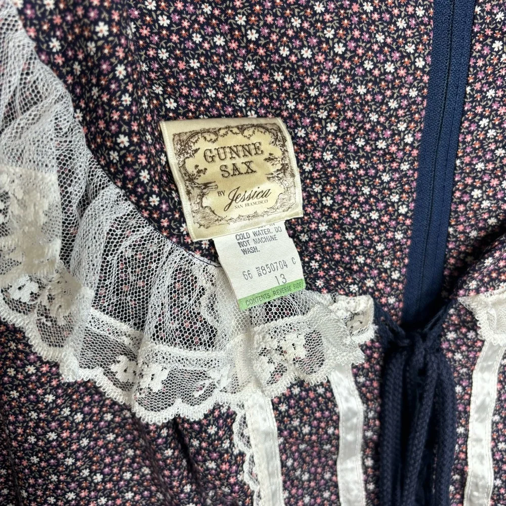 GUNNE SAX by Jessica Vintage Rare Purple Floral Prairie Dress Size 13 Sleeveless - Picture 14 of 15